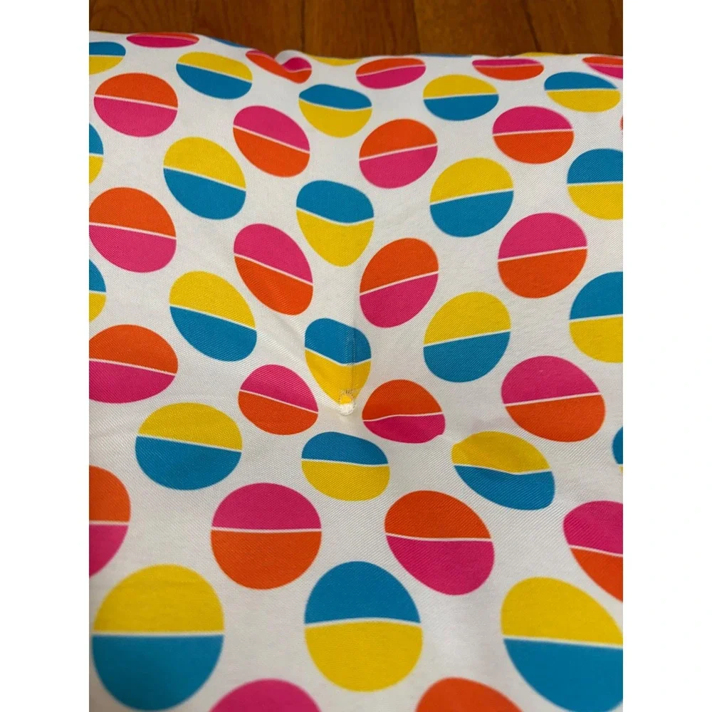 Multicolor Geometric Circle & Stripe Reversible seat Pillow with Handle 16x16
